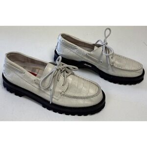 Sperry Top-Sider x Malbon Women's Authentic 3-Eye Bone Crocodile Leather Size 7